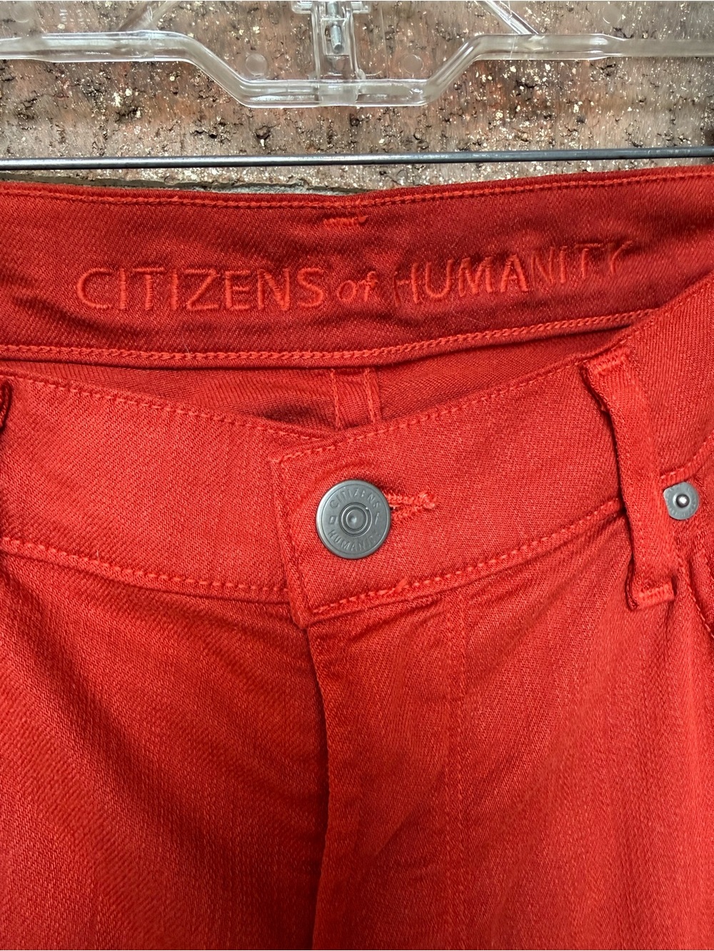 Citizens of Humanity Red/ Orange Stretch Jeans Size 28 Made in USA - Picture 4 of 9